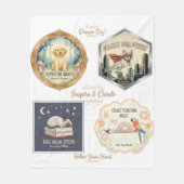 Inspirational animals and kids art collection フリースブランケット (正面)
