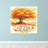 Inspirational Autumn Watercolor Tree キャンバスプリント (インサイチュ (ウッドフロア))
