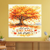 Inspirational Autumn Watercolor Tree キャンバスプリント (インサイチュ (リビング))