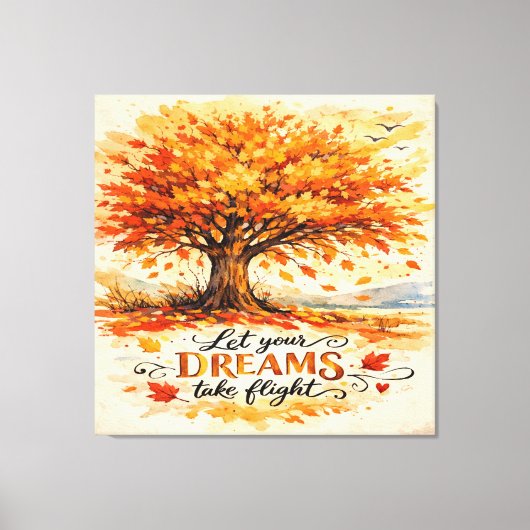 Inspirational Autumn Watercolor Tree キャンバスプリント (正面)