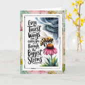 Inspirational Bee Weathering The Storm Faith カード (黄色い花)