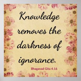 Inspirational Beige Pink Gita Knowledge Quote Art  ポスター