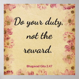 Inspirational Beige Pink Gita Quote Art Print ポスター