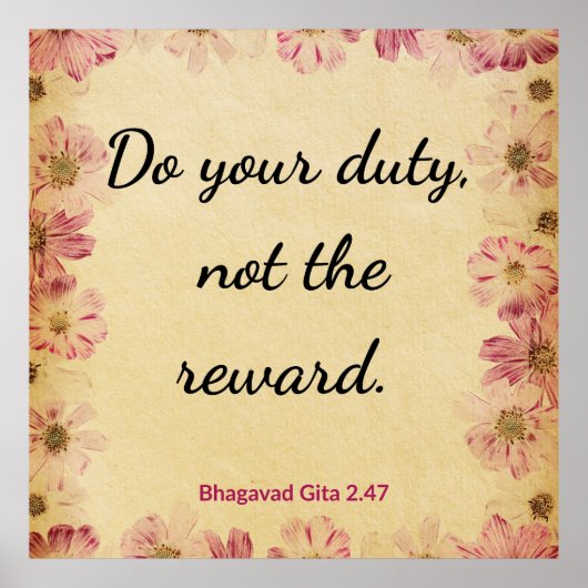 Inspirational Beige Pink Gita Quote Art Print ポスター (正面)