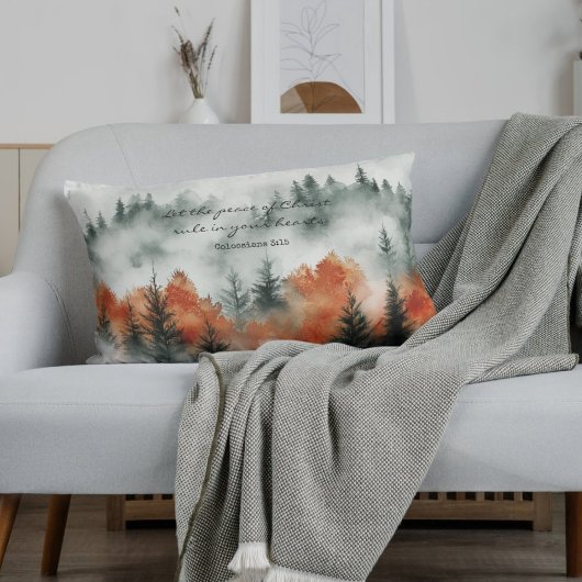 Inspirational Bible Verse Colossians 3:15 Nature  ランバークッション