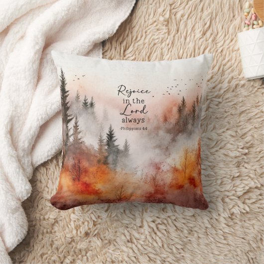 Inspirational Bible Verse Philippians 4:4 Nature  クッション (ブランケット)