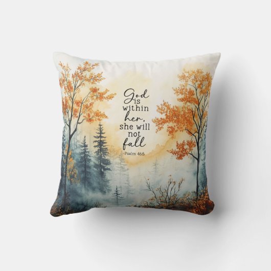 Inspirational Bible Verse Psalm 46:5 Autumn Pillow クッション (裏面)