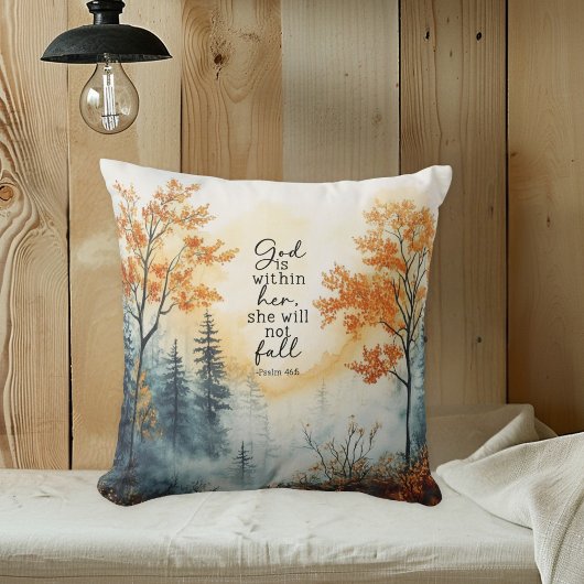 Inspirational Bible Verse Psalm 46:5 Autumn Pillow クッション