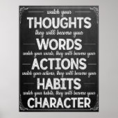 Inspirational Black and White Classroom Poster ポスター (正面)