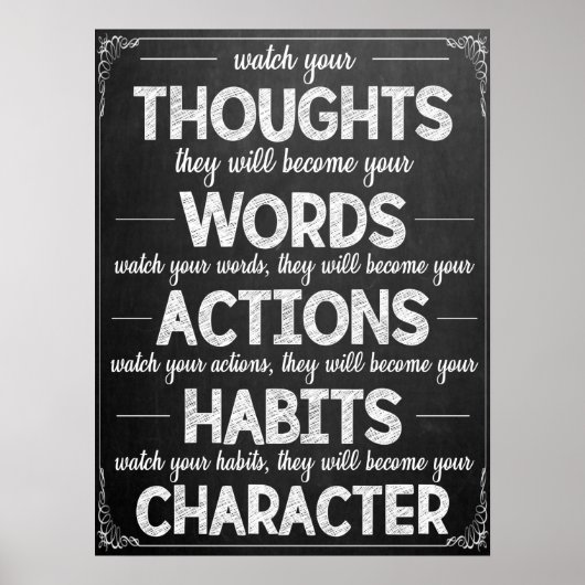 Inspirational Black and White Classroom Poster ポスター (正面)