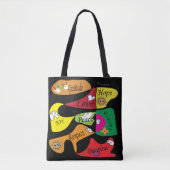 Inspirational Black Tote: Peace Joy Discipline トートバッグ (正面)