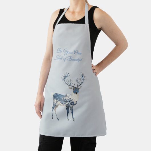 Inspirational Blue White Chic Deer Fox エプロン (インサイチュ)