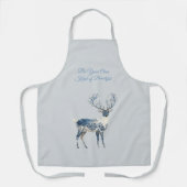 Inspirational Blue White Chic Deer Fox エプロン (正面)