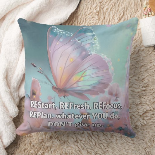 Inspirational Bold Letters Quote Throw Pillow クッション (ブランケット)