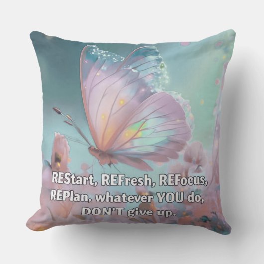 Inspirational Bold Letters Quote Throw Pillow クッション (正面)