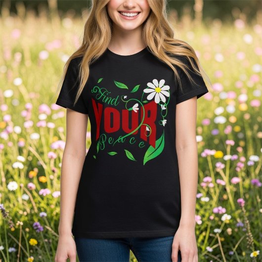 Inspirational Bold Red Text With Flowers And Vines Tシャツ