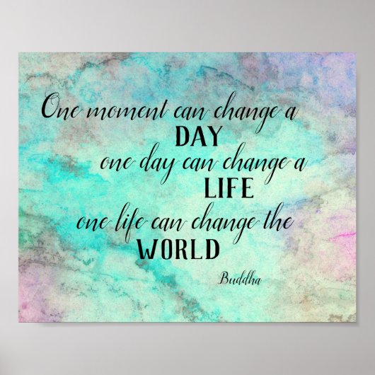 inspirational Buddha quote turquoise  watercolor ポスター (正面)