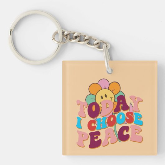 Inspirational Choose Peace Wordart Keychain キーホルダー (正面)