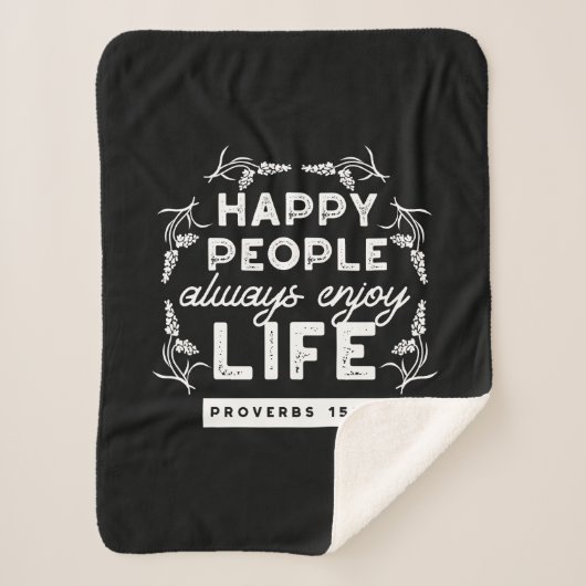 Inspirational Christian Quote from Proverbs 15:15 シェルパブランケット (正面)