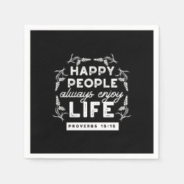 Inspirational Christian Quote from Proverbs 15:15 スタンダードカクテルナプキン