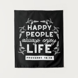 Inspirational Christian Quote from Proverbs 15:15 タペストリー