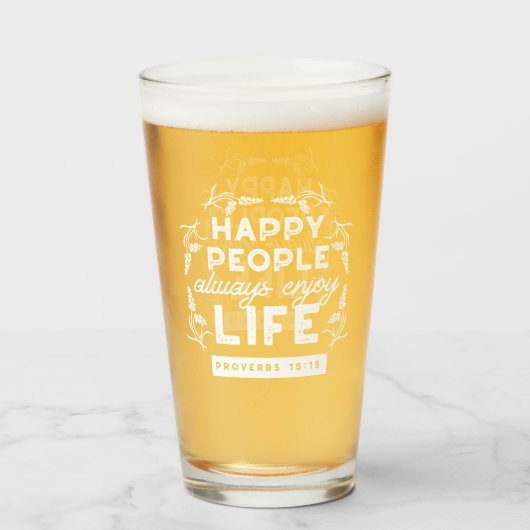 Inspirational Christian Quote from Proverbs 15:15 タンブラーグラス (ドリンク正面)