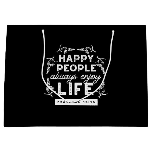 Inspirational Christian Quote from Proverbs 15:15 ラージペーパーバッグ (正面)