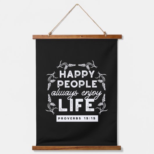 Inspirational Christian Quote from Proverbs 15:15 吊り下げ型タペストリー (正面)