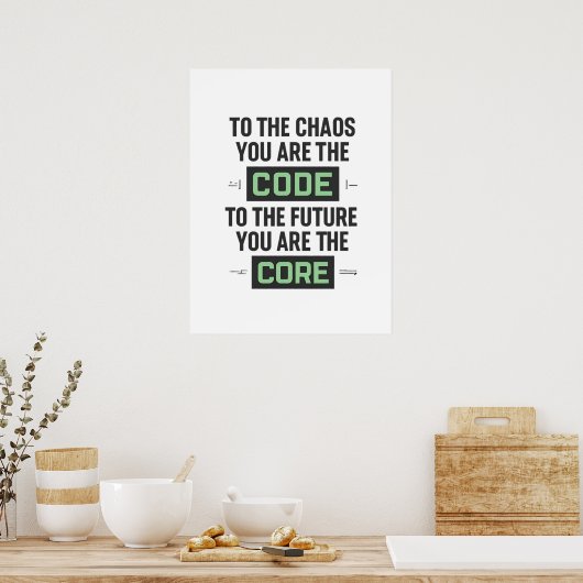 Inspirational Coding Quote – Code and Core ポスター (キッチン)