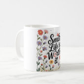 Inspirational Coffee Mug- "Smile life is worth it" コーヒーマグカップ (正面左)