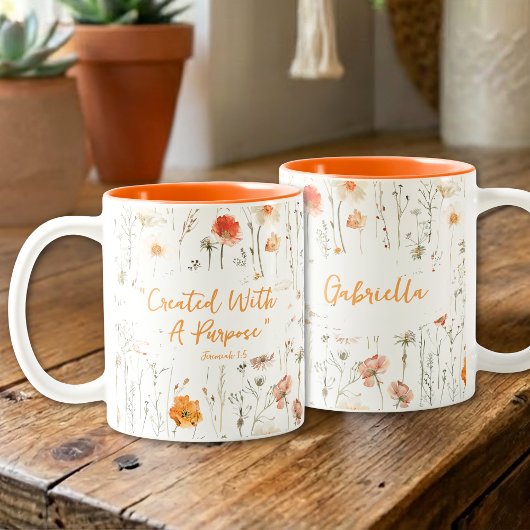 Inspirational Created With A Purpose Faith Mug ツートーンマグカップ