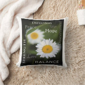 Inspirational Daisy Message Throw Pillow クッション (ブランケット)
