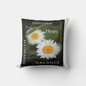 Inspirational Daisy Message Throw Pillow クッション (正面)