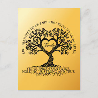 Inspirational family quotes on a tree with roots ポストカード
