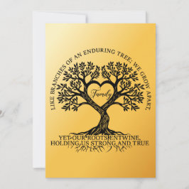 Inspirational family quotes on a tree with roots 招待状