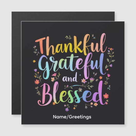 Inspirational Floral Gratitude Wreath Handcrafted (正面/裏面)