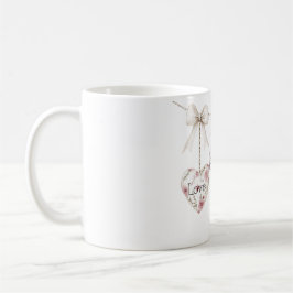 Inspirational Floral Love Hope Joy Heart Bow コーヒーマグカップ