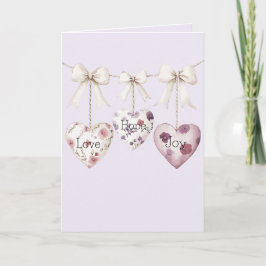 Inspirational Floral Love Hope Joy Hearts Bow カード