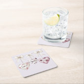 Inspirational Floral Love Hope Joy Hearts Bow スクエアペーパーコースター (インサイチュ)