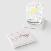 Inspirational Floral Love Hope Joy Hearts Bow ストーンコースター (横)