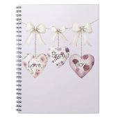 Inspirational Floral Love Hope Joy Hearts Bow ノートブック (正面)