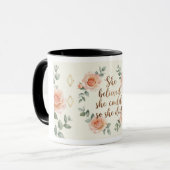 Inspirational Floral Mug | She Believed She Could  マグカップ (正面左)