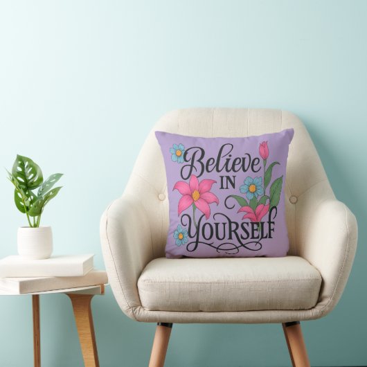 Inspirational Floral Throw Pillow (16" x 16") クッション (椅子)