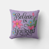 Inspirational Floral Throw Pillow (16" x 16") クッション (正面)