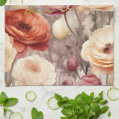 Inspirational gold love burgundy cream floral キッチンタオル (折り畳み)