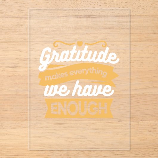 Inspirational Gratitude Typography Quotes アクリル招待状 (正面)