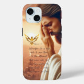 Inspirational Jesus Praying Gold Dove Scripture Case-Mate iPhoneケース (裏面)