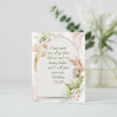 Inspirational Matthew 11:28 Floral Arch boho ポストカード (スタンド正面)