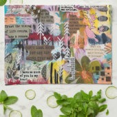 Inspirational Mixed Media Collage Kitchen Towel キッチンタオル (折り畳み)