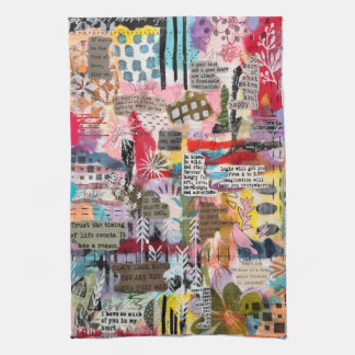 Inspirational Mixed Media Collage Kitchen Towel キッチンタオル